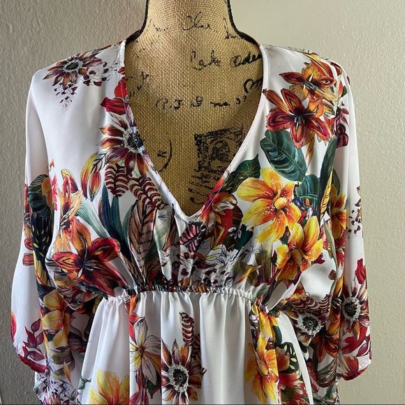 ZARA Kimono Floral Maxi Dress Boho Festival Vacation Beachwear Size Small - Picture 4 of 12